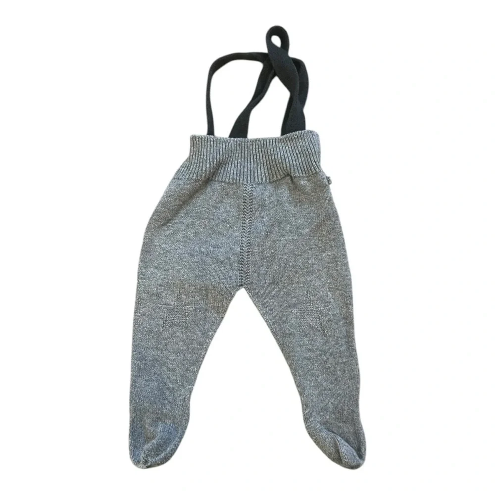 Tocoto Vintage Tights Overalls Grey Wool Blend Size 6 Months